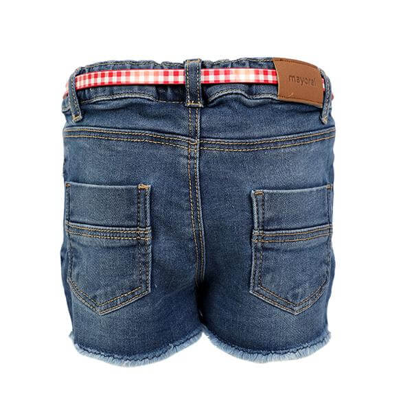 BABY GIRLS DENIM BLUE EMBROIDERED SHORTS WITH BELT - ruffntumblekids