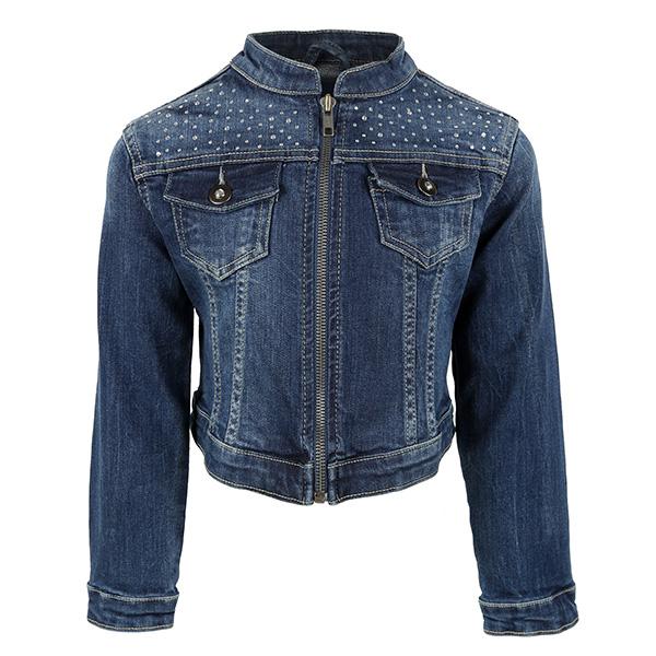 GIRLS DENIM LONG SLEEVE ZIPPER JACKET - ruffntumblekids