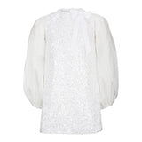 GIRLS WHITE SEQUIN DRESS - ruffntumblekids