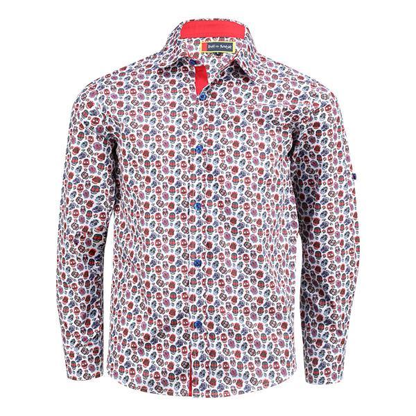 BOYS LONG-SLEEVE SKULL PRINT SHIRT - MULTICOLOUR - ruffntumblekids