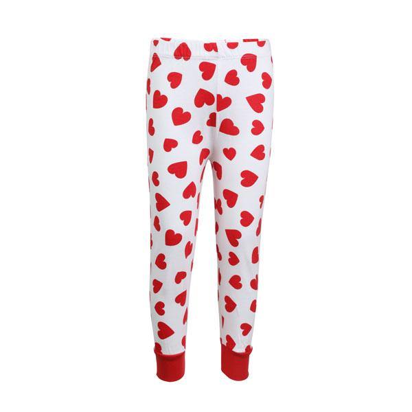 GIRLS HEART PRINT PYJAMAS SET - WHITE AND RED - ruffntumblekids