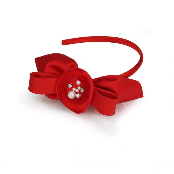 GIRLS BEADED RED FLOWER HAIR BOW - ruffntumblekids