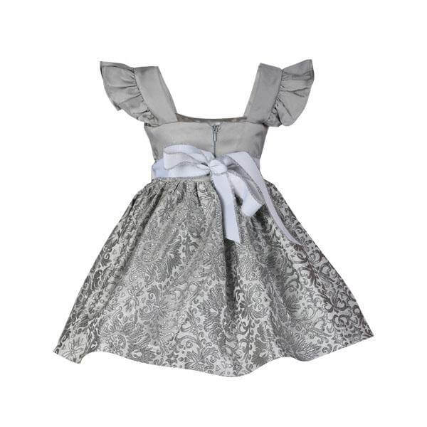 BABY GIRLS DAMASK BALL DRESS - GREY - ruffntumblekids