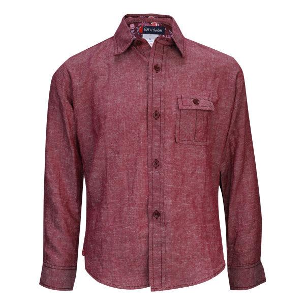 BURGUNDY LONG SLEEVE BOYS SHIRT - ruffntumblekids