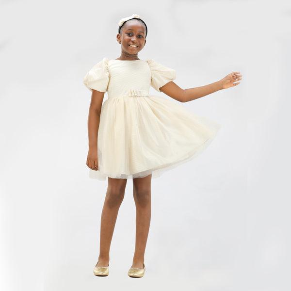 GIRLS CREAM TULLE BALL DRESS - ruffntumblekids