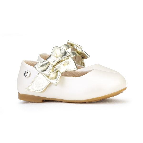 BABY GIRLS CREAM GLITTERY FORMAL SHOES