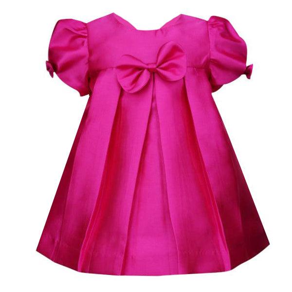 BABY GIRLS MAGENTA RIBBON DRESS - ruffntumblekids