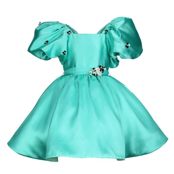 GIRLS MINT GREEN PUFFED SLEEVE BALL DRESS - ruffntumblekids