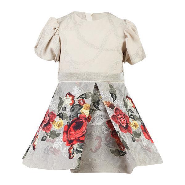 GIRLS MULTICOLOUR CASUAL DRESS WITH PUFF SLEEVES - ruffntumblekids