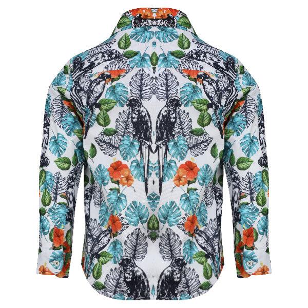 MULTICOLOR LEAF & FLOWER PRINT BOYS LONG SLEEVE SHIRT