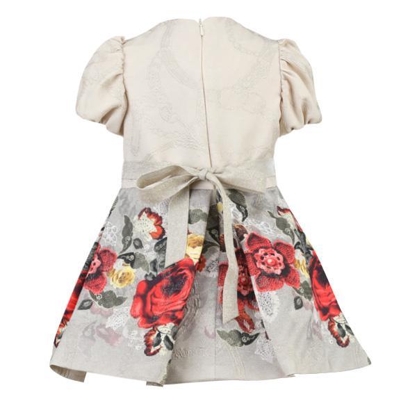 GIRLS MULTICOLOUR CASUAL DRESS WITH PUFF SLEEVES - ruffntumblekids