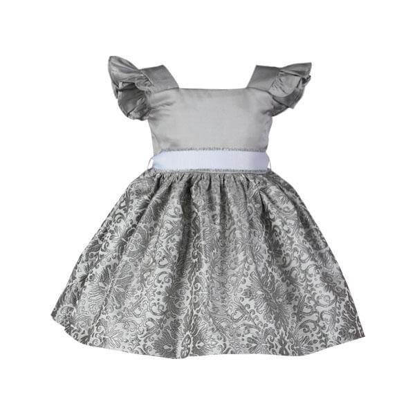 BABY GIRLS DAMASK BALL DRESS - GREY - ruffntumblekids