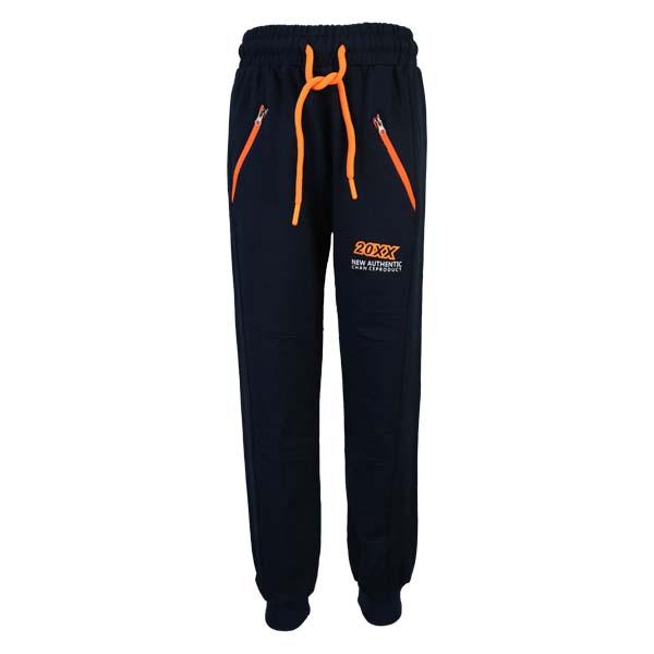 BOYS NAVY BLUE JOGGERS WITH ORANGE PRINT - ruffntumblekids