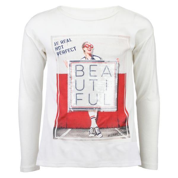 GIRLS LONG SLEEVE TOP - WHITE & RED - ruffntumblekids