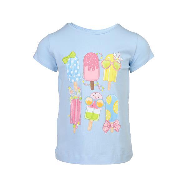 GIRLS SHORT-SLEEVE "ICE CREAM" T-SHIRT - LIGHT BLUE - ruffntumblekids