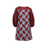 GIRLS MIXED ANKARA A-LINE DRESS -RED - ruffntumblekids