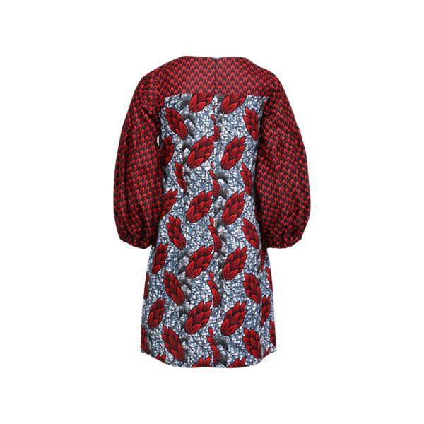 GIRLS MIXED ANKARA A-LINE DRESS -RED - ruffntumblekids