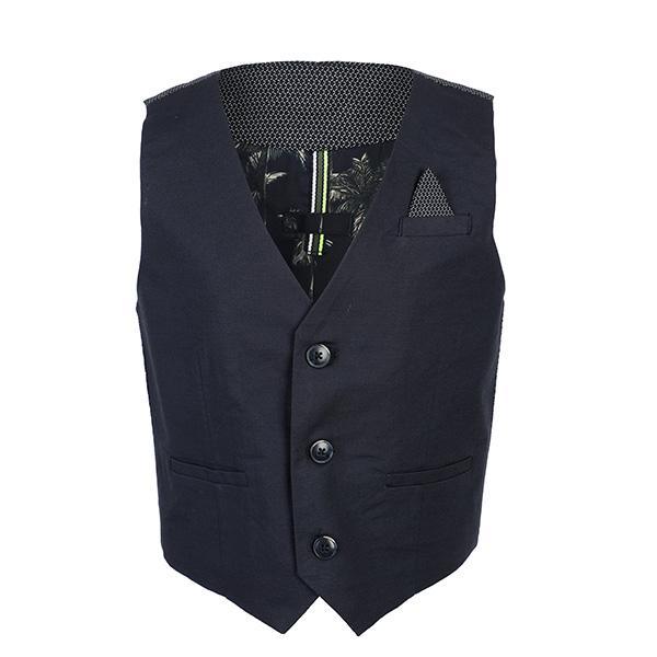 BOYS BLUE TAILORED LINEN WAISTCOAT - ruffntumblekids