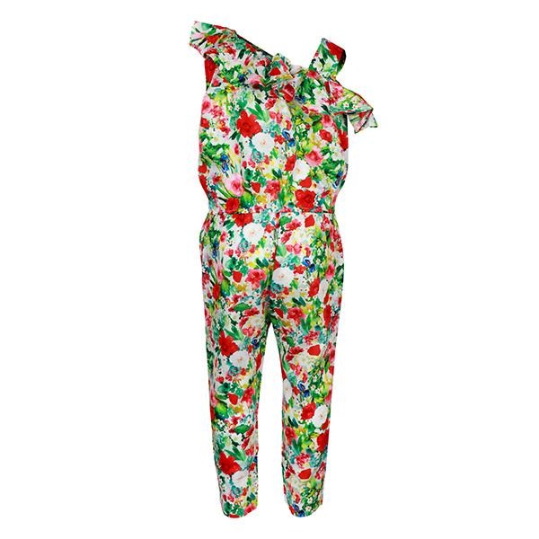 Girls Multicolor Floral Print Jumpsuit