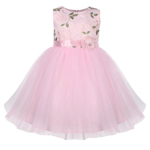 PINK EMBROIDERED TULLE DRESS - ruffntumblekids