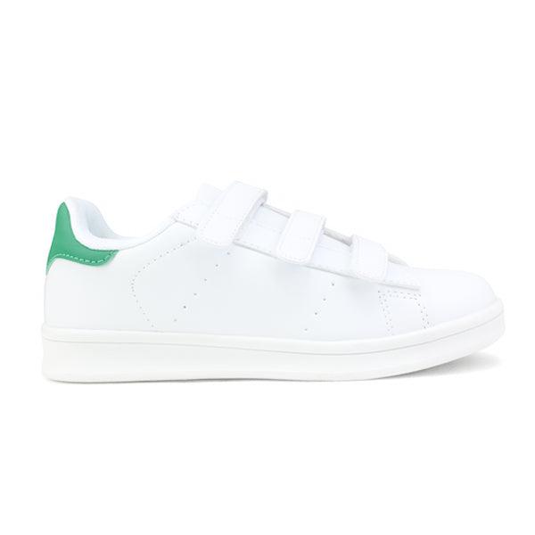 WHITE GIRLS SNEAKERS WITH GREEN HEEL TAB