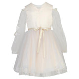 IVORY BALL DRESS WITH FLOWER APPLIQUE - ruffntumblekids