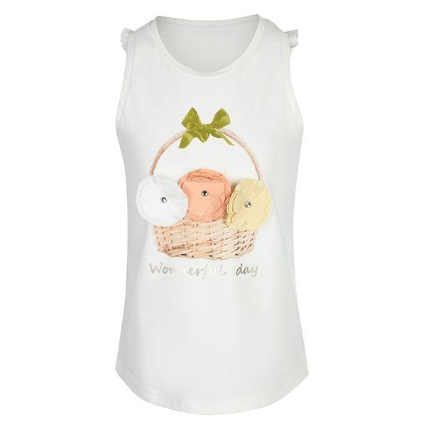 GIRLS WHITE AND YELLOW FLORAL TANK TOP - ruffntumblekids