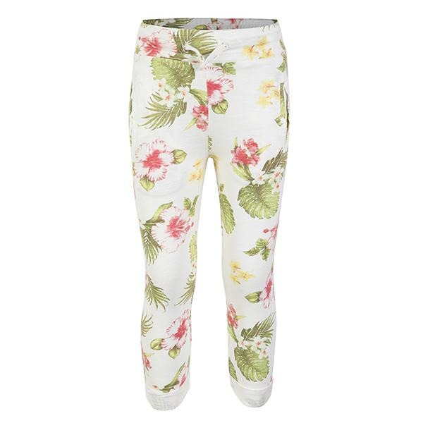 GIRLS WHITE FLORAL DESIGNED PANTS - ruffntumblekids