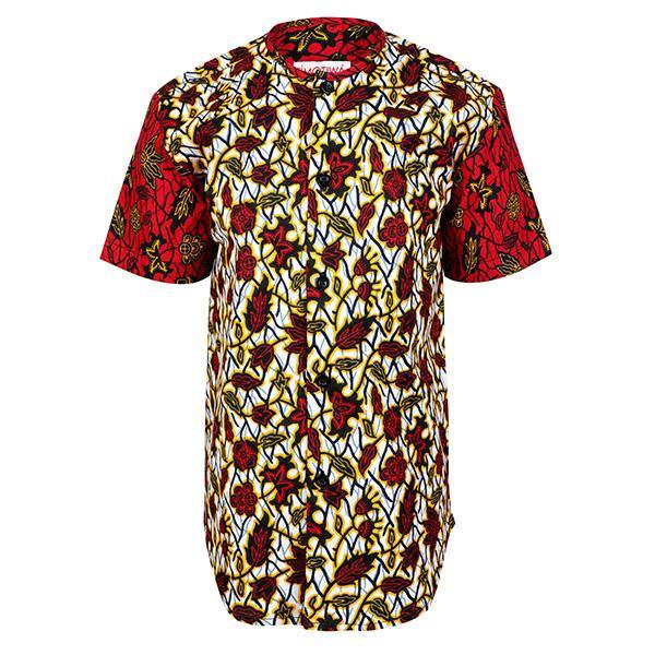 BOYS MIXED ANKARA SHIRT - WINE - ruffntumblekids