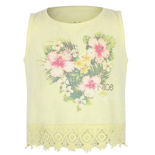 GIRLS YELLOW FLORAL DESIGN TANK TOP - ruffntumblekids