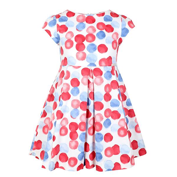 GIRLS BLUE AND RED DOTS DRESS - ruffntumblekids