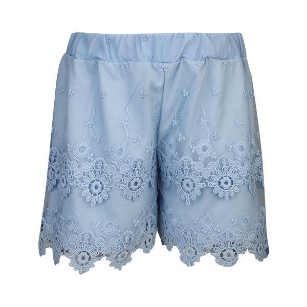 BLUE GUIPURE GIRLS SHORTS - ruffntumblekids