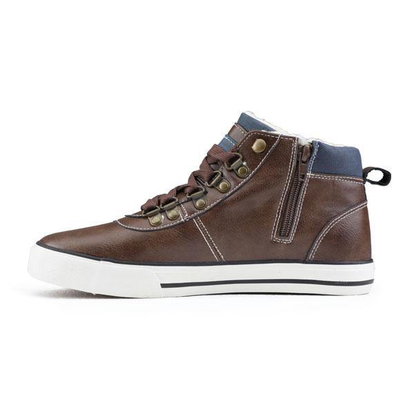 BOYS LACED HIGH SNEAKERS - BROWN - ruffntumblekids